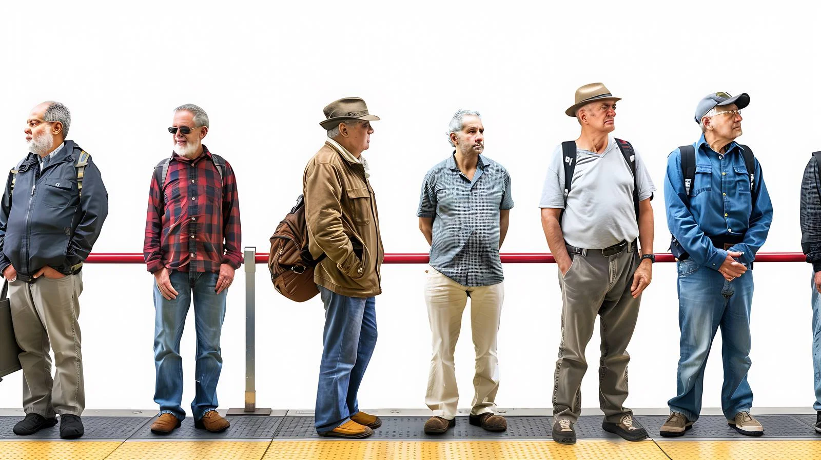 Exhausted Middle-Aged Men at Subway Station — free download from Dotvec