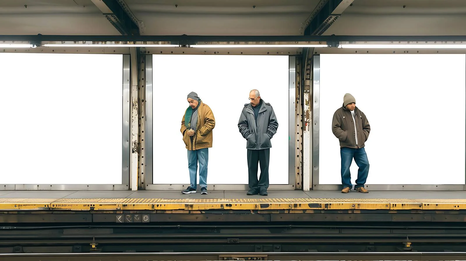 Middle-Aged Men on Subway Platform — free download from Dotvec