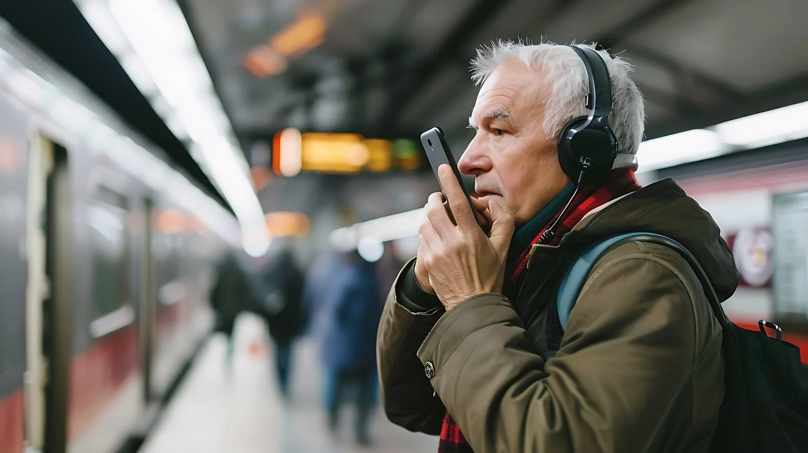 Middle-Aged Man Making Phone Call at Subway — free download from Dotvec