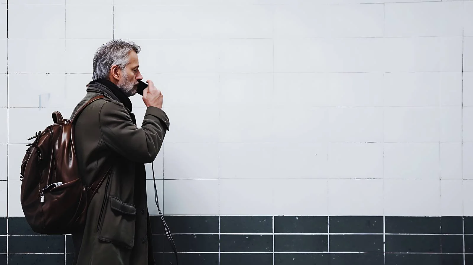 Middle-aged Man Making Phone Call in Subway — free download from Dotvec