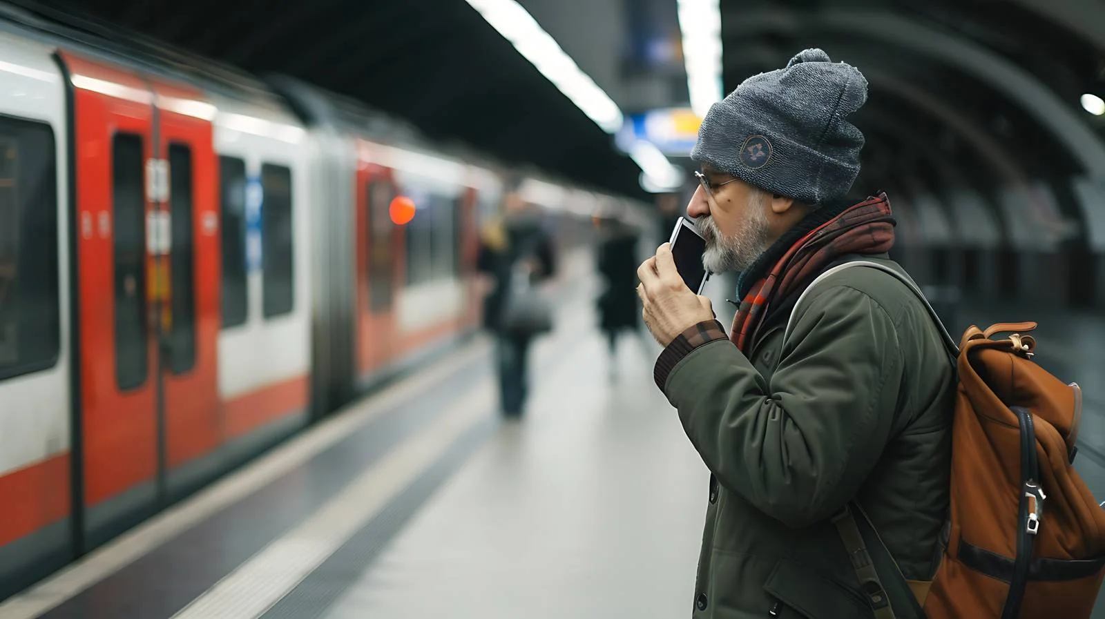 Man Making Phone Call in Subway Station — free download from Dotvec