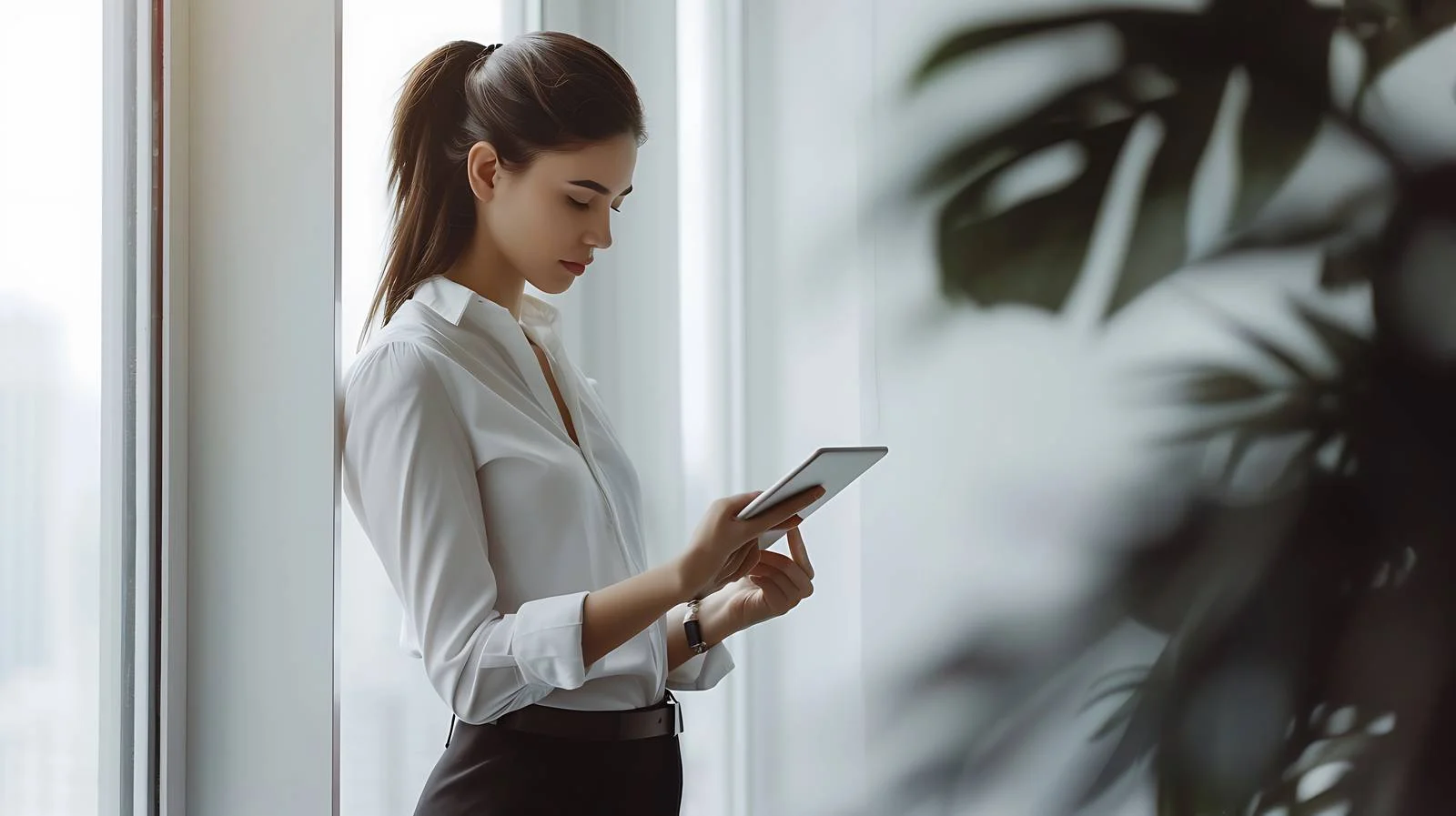 Professional Businesswoman at Window — free download from Dotvec