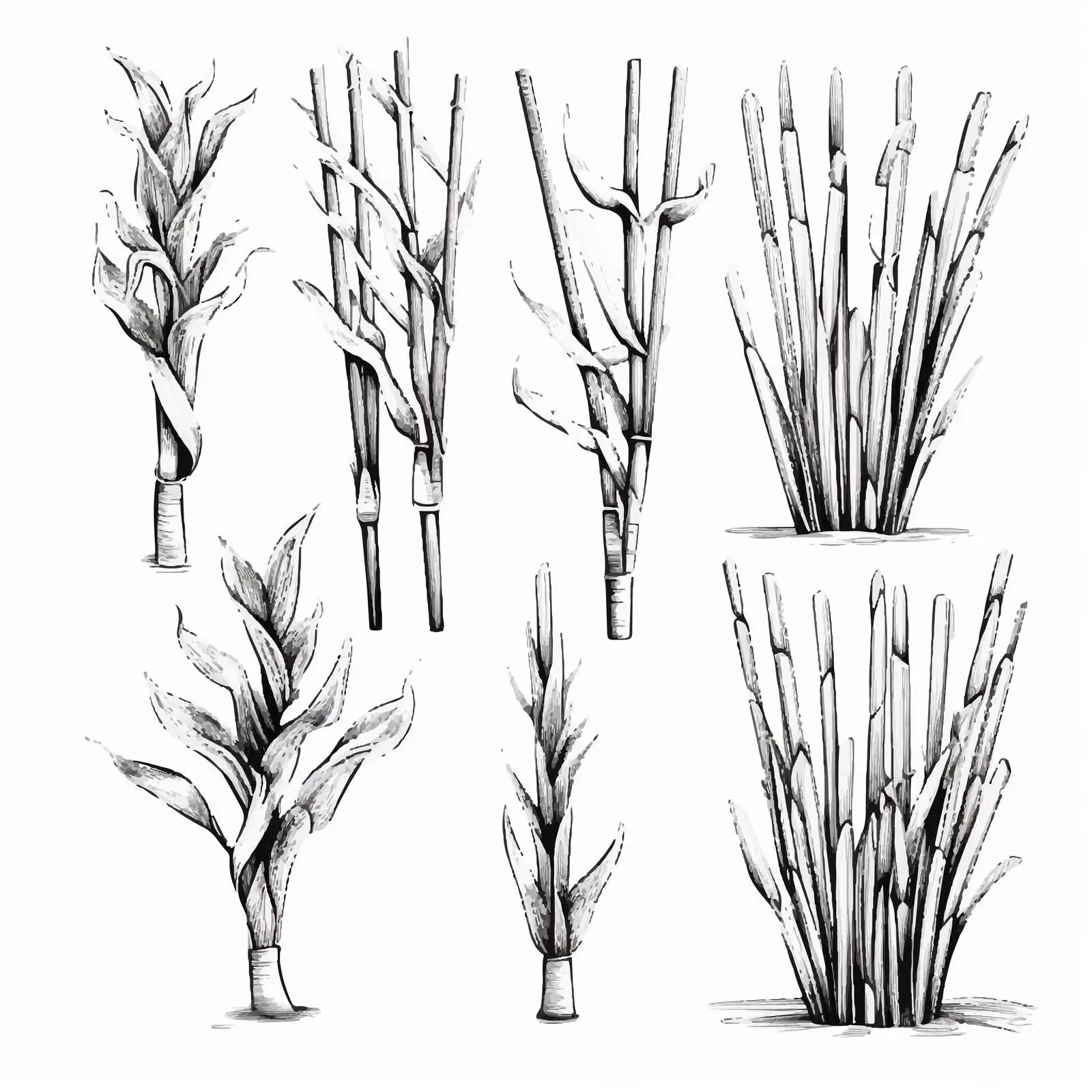 Hand-Drawn Vector Sugar Cane Illustrations Set — free download from Dotvec