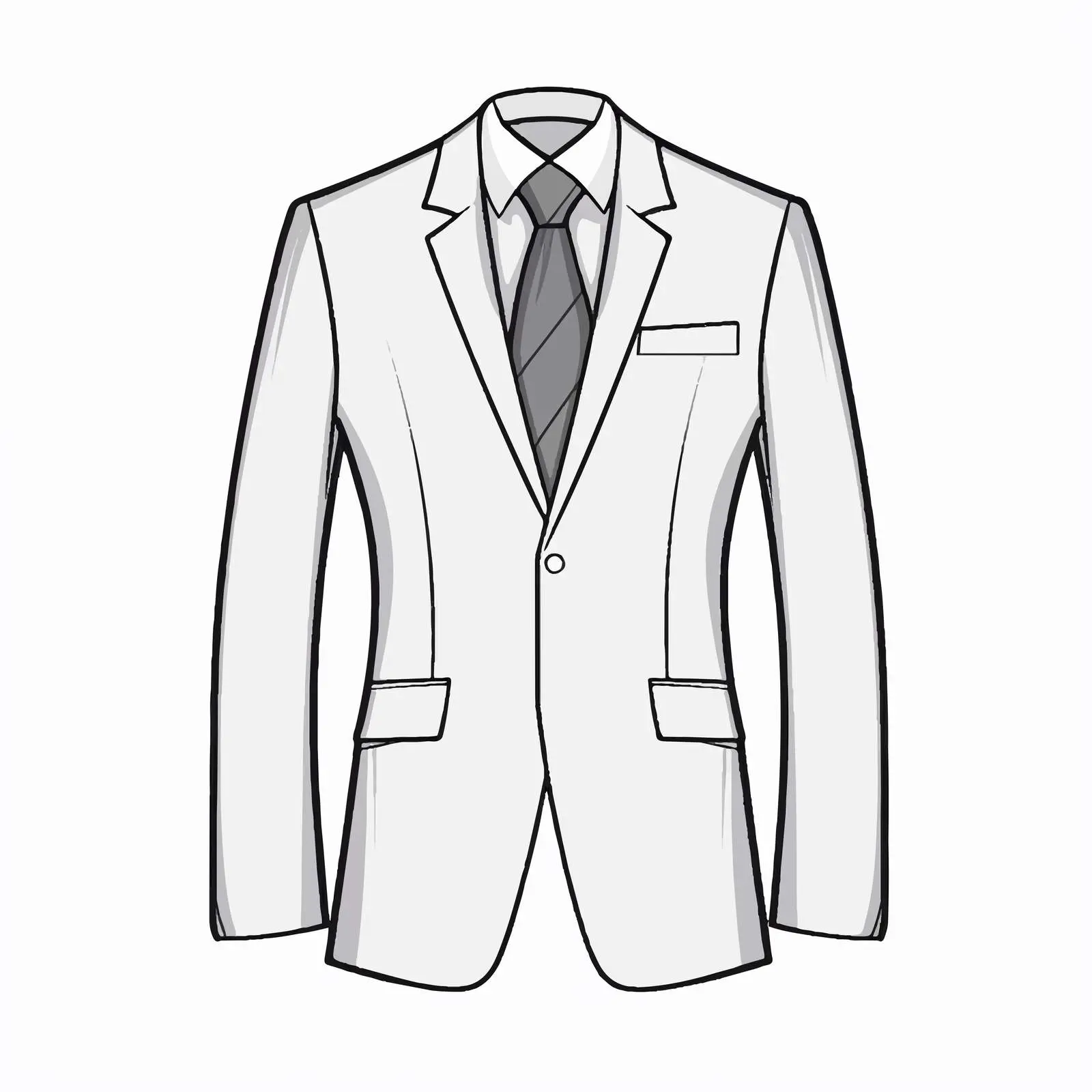 Suit Outline Vector Illustration on White Background – free wearable art image from Dotvec