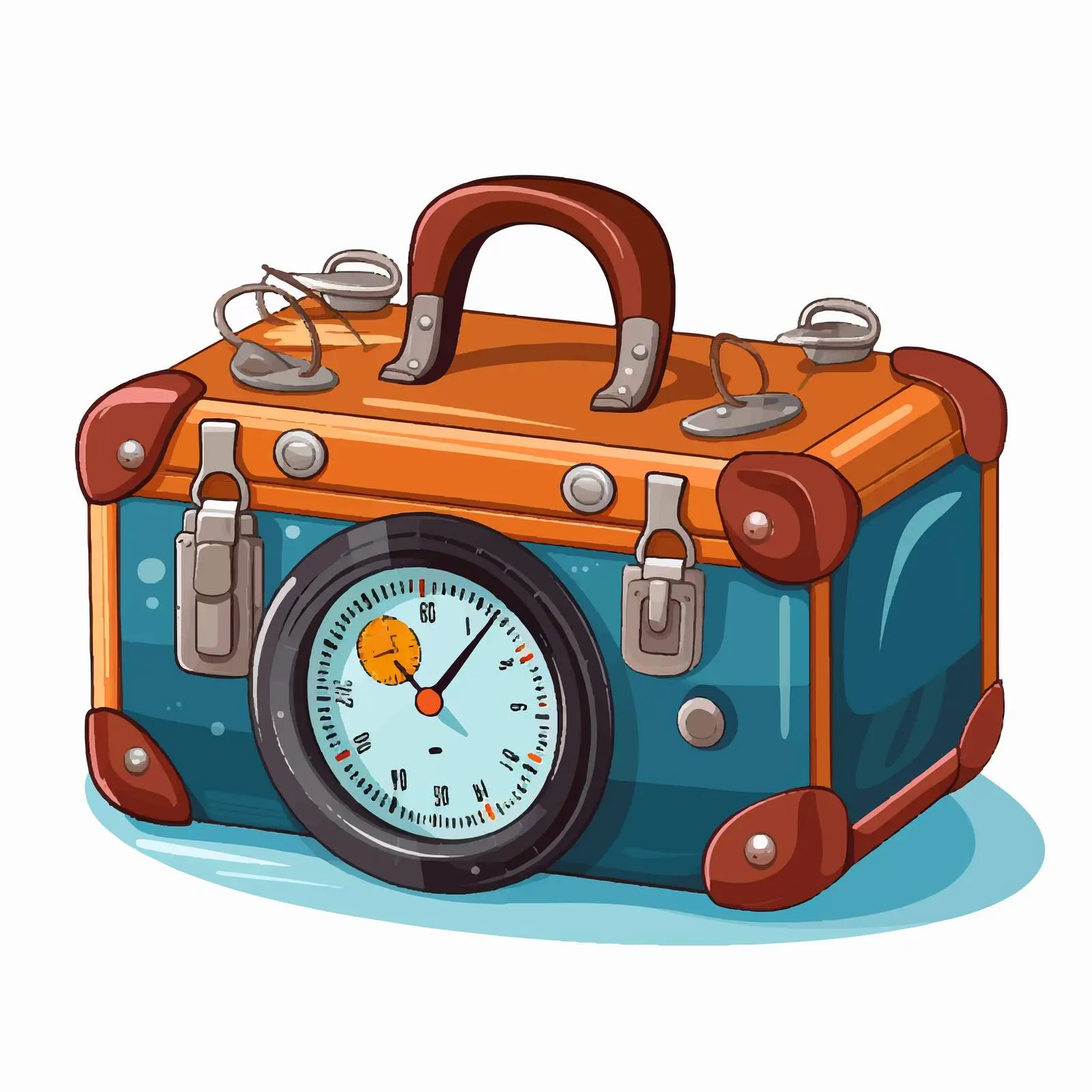 Cartoon Vector of Suitcase with Snorkel and Compass – free luggage image from Dotvec