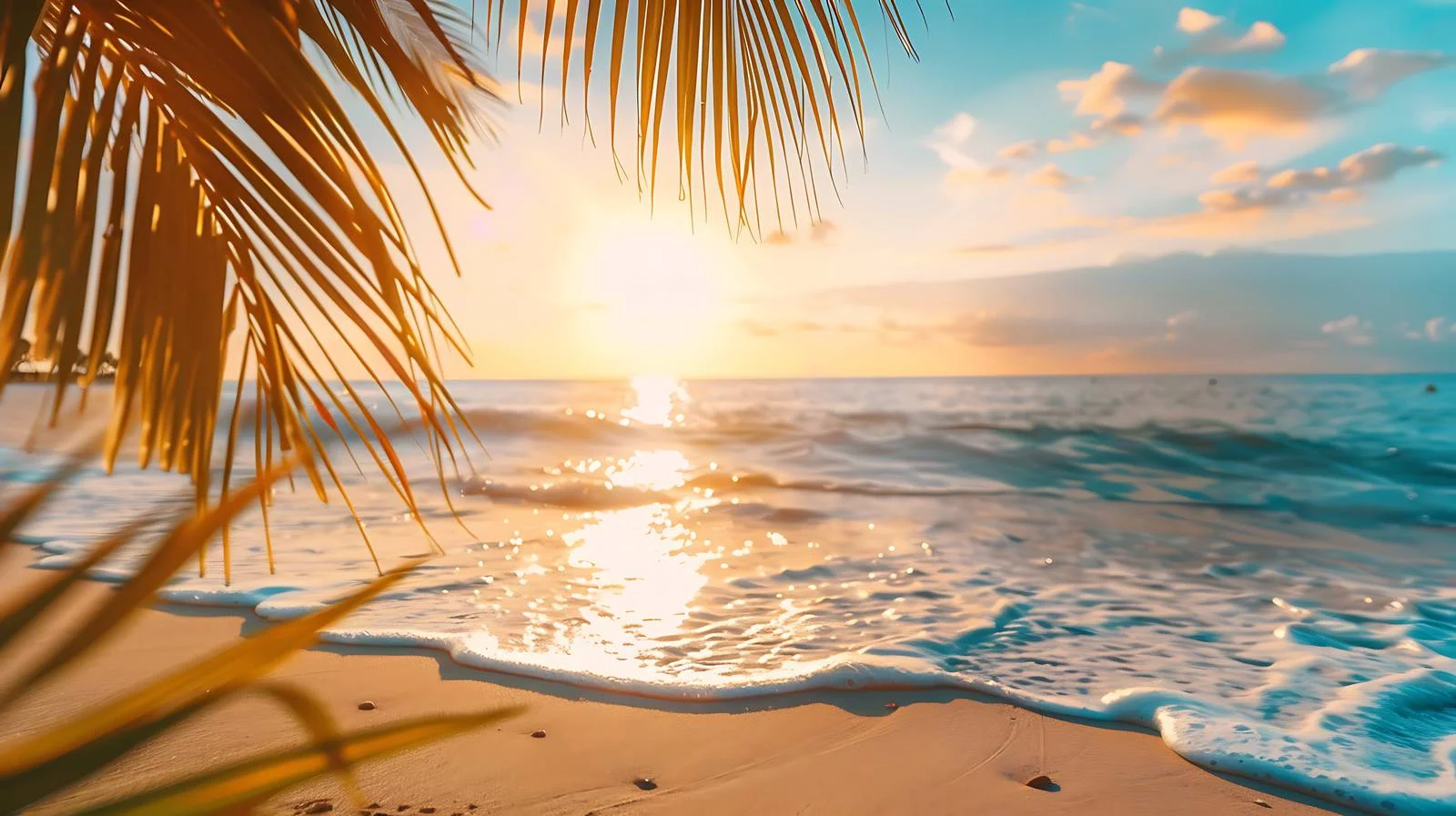 Tropical Sunset Beach Background — free download from Dotvec