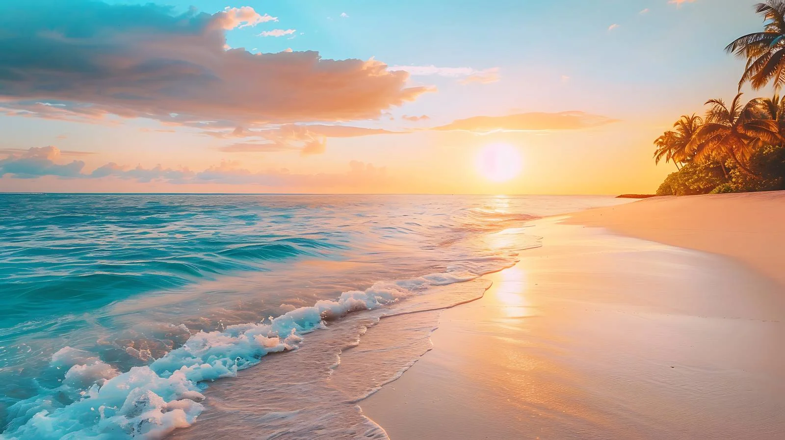 Tropical Sunset Beach Background — free download from Dotvec