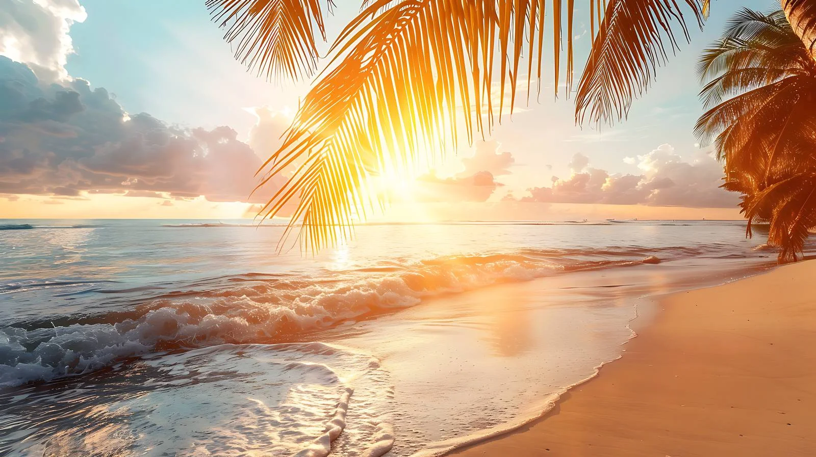 Tropical Beach Sunset Background Image — free download from Dotvec