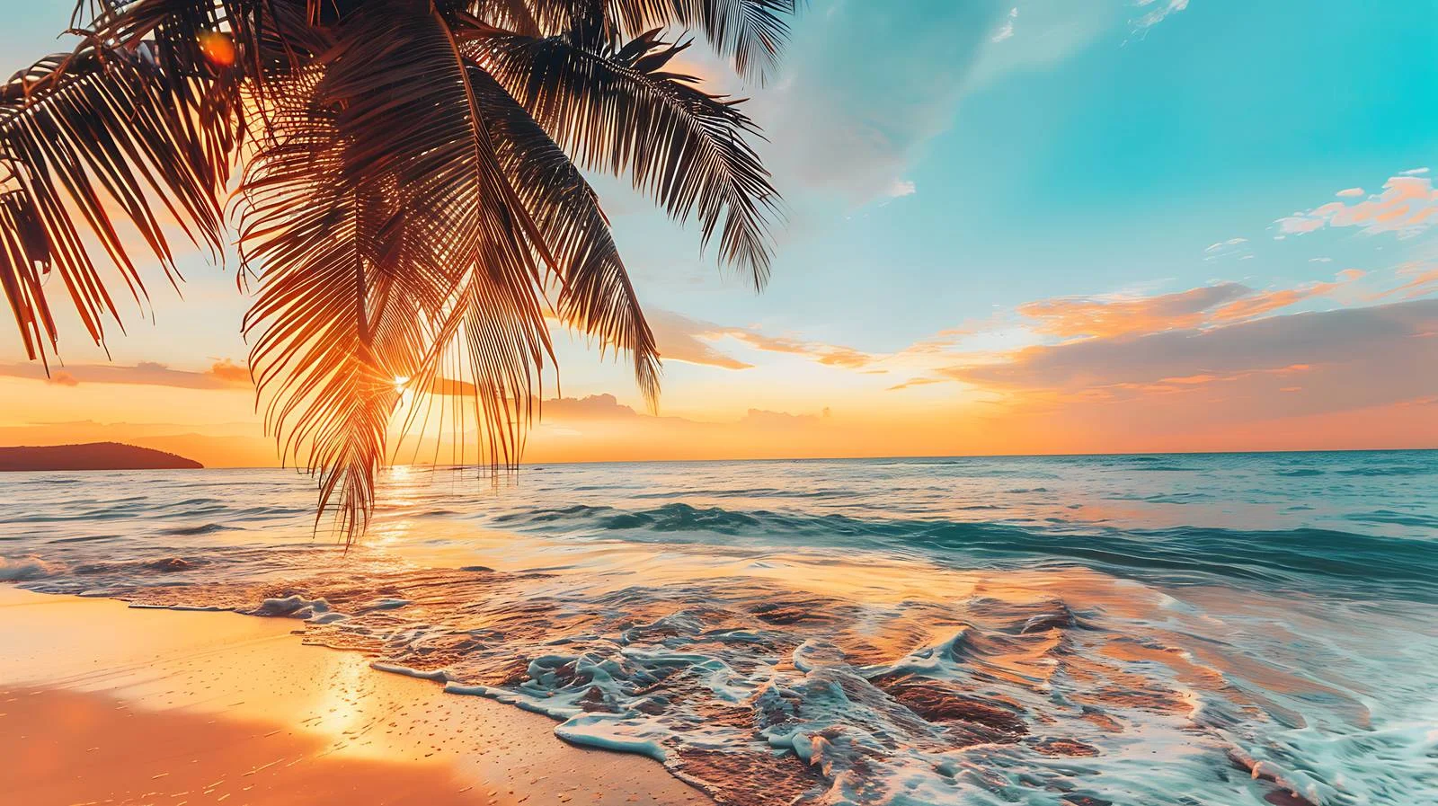 Tropical Sunset Beach Background — free download from Dotvec