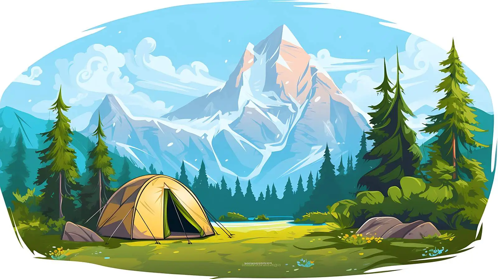 Summer Camp Mountain Nature Landscape — free download from Dotvec