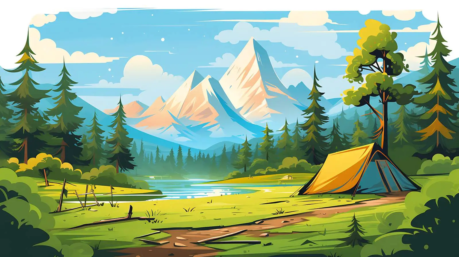 Mountain Nature Summer Camp Landscape View — free download from Dotvec