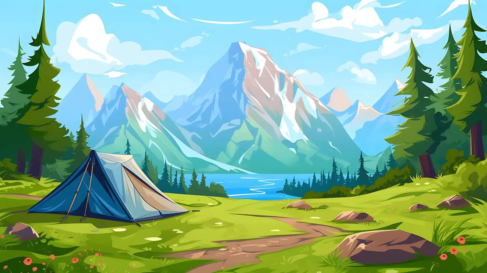 Outdoor Summer Camp Mountain Landscape — free download from Dotvec
