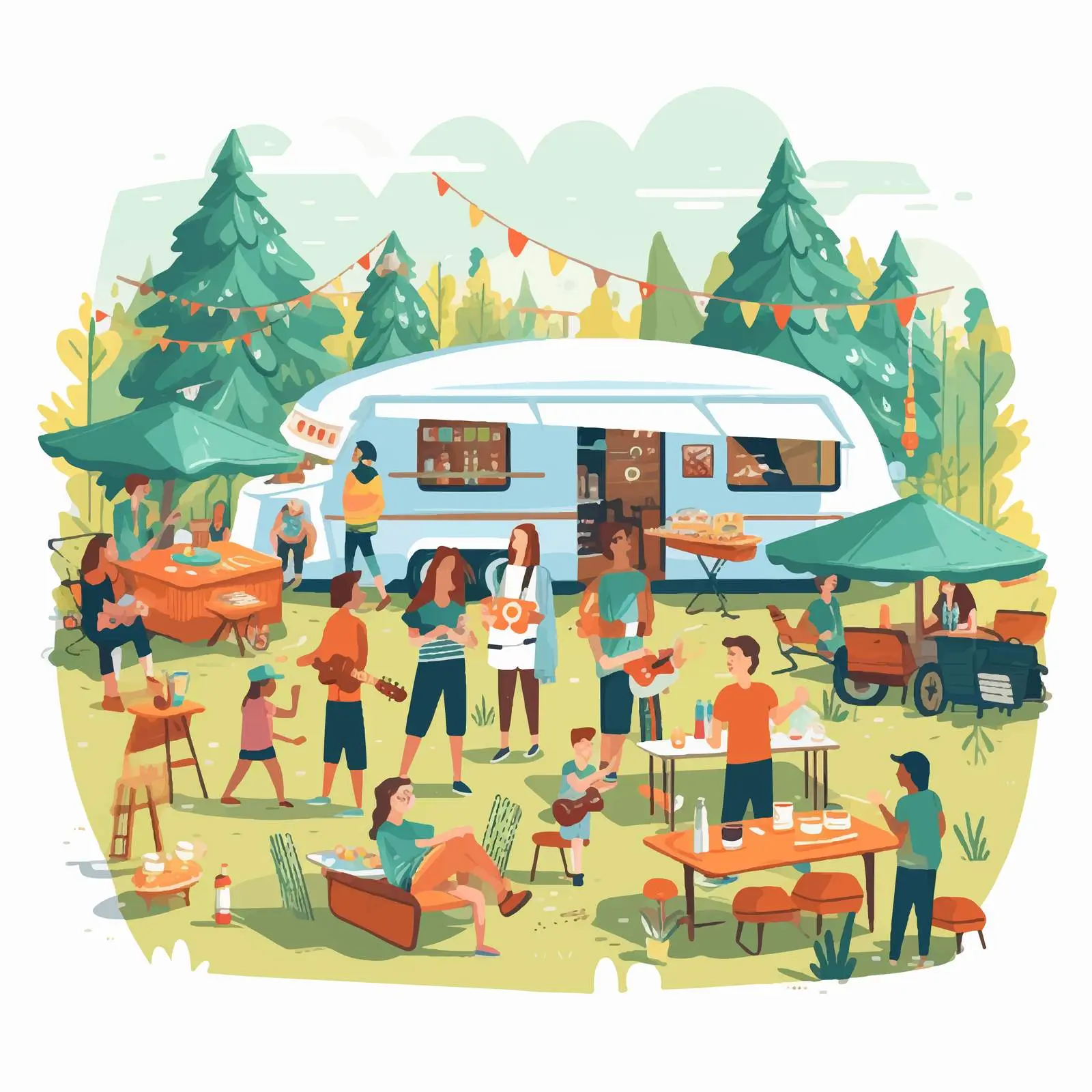 Summer Camp Festival with Tents and Tourists – free tents image from Dotvec