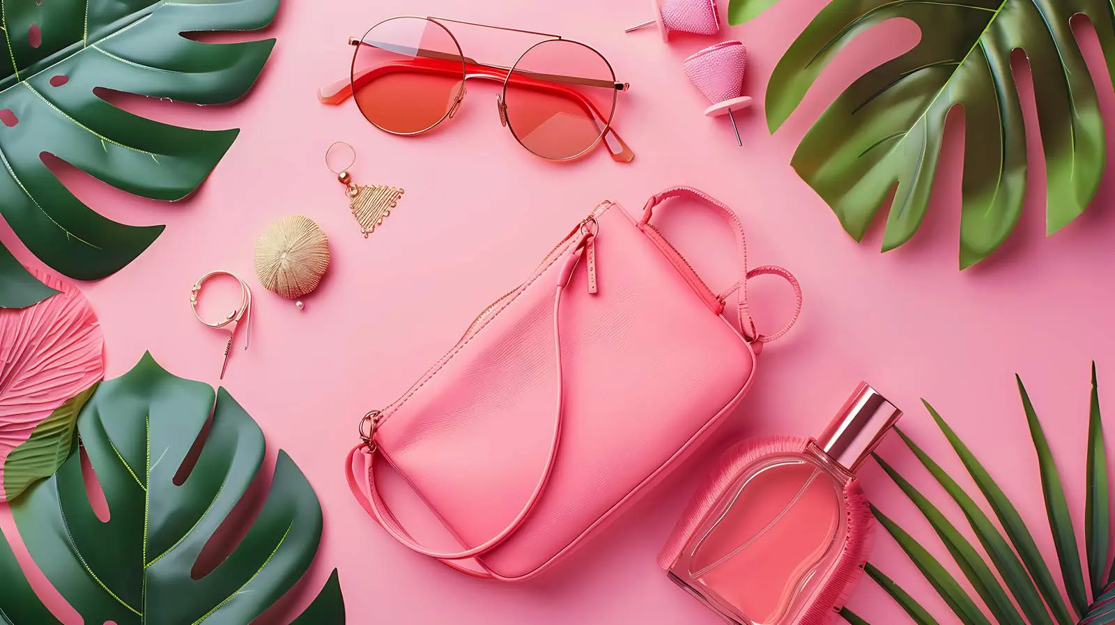Summer Fashion Accessories on Pink Background — free download from Dotvec