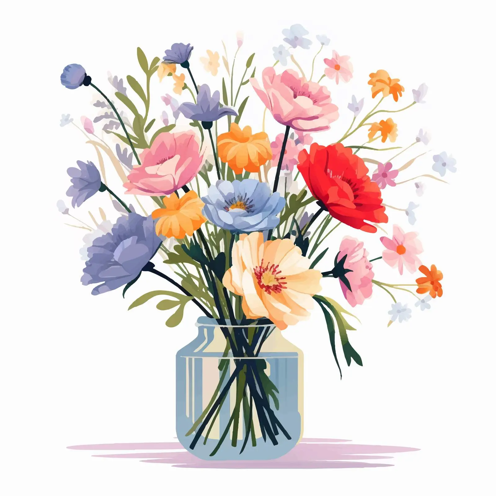 Summer Flowers in Glass Vase — free download from Dotvec