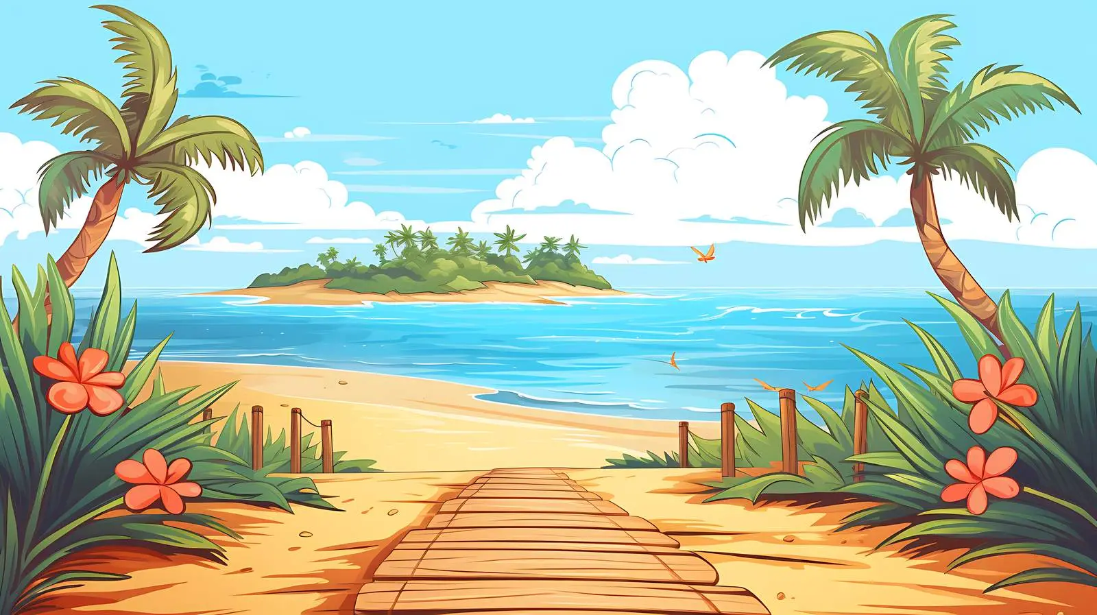 Tropical Sea Holiday Landscape — free download from Dotvec