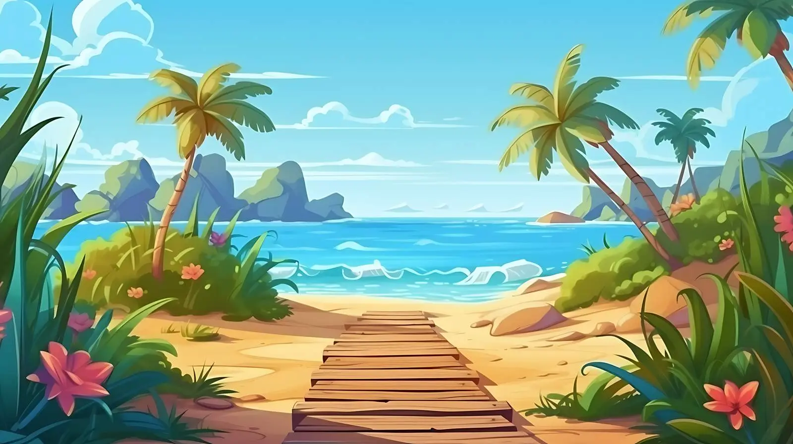 Tropical Woodland Holiday Beach View — free download from Dotvec