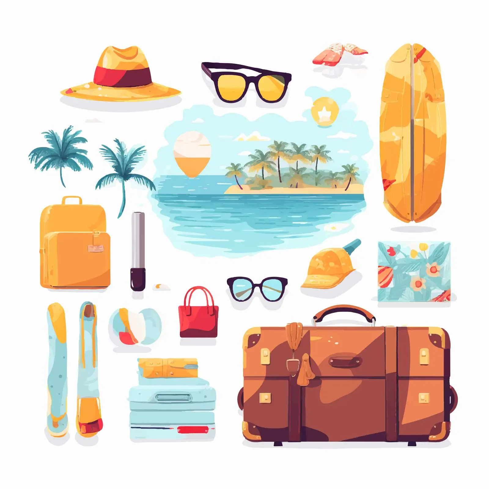 Summer Holiday Travel Set with Air Tickets and Map – free ticket image from Dotvec