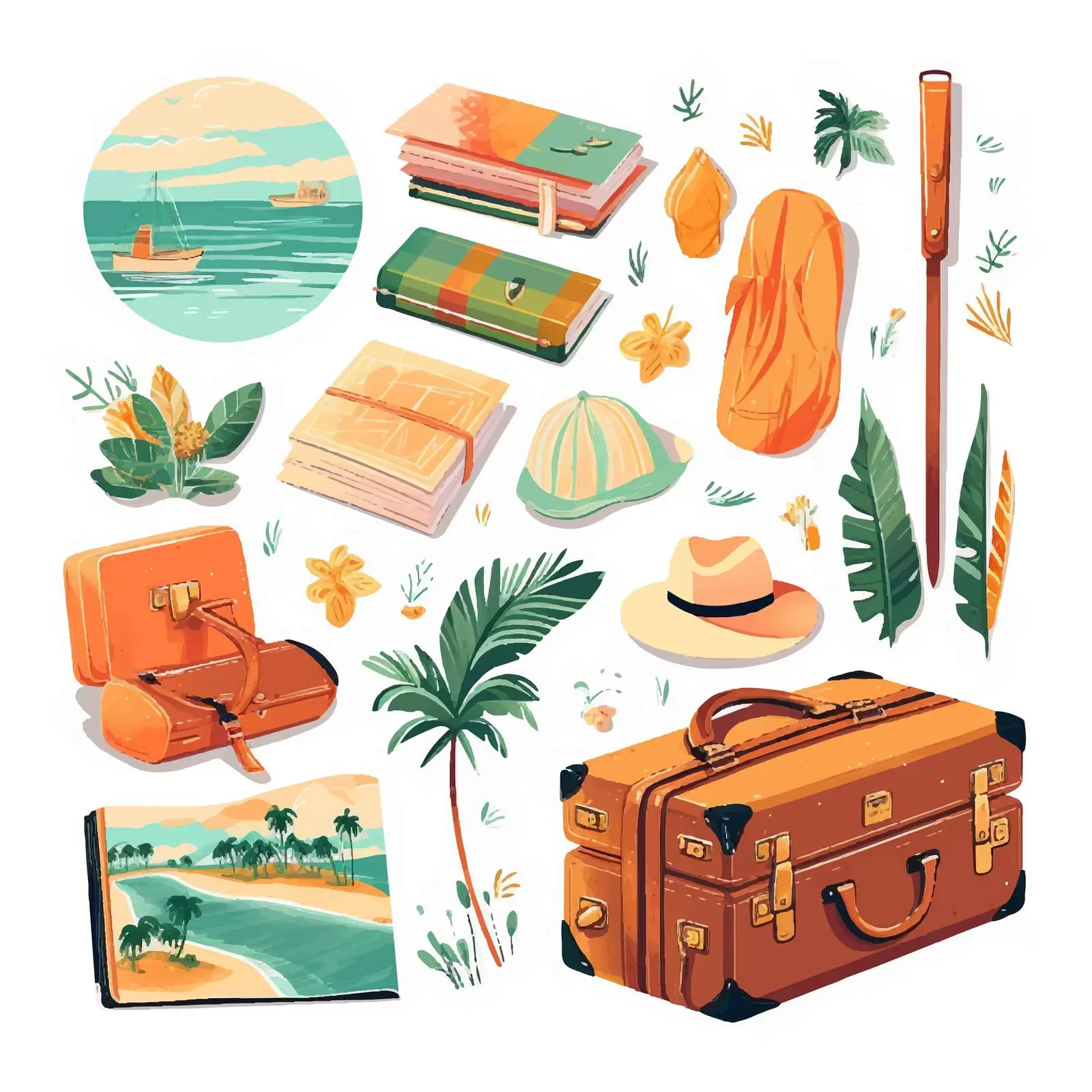 Summer Holiday Travel Set with Air Tickets and Map – free ticket image from Dotvec