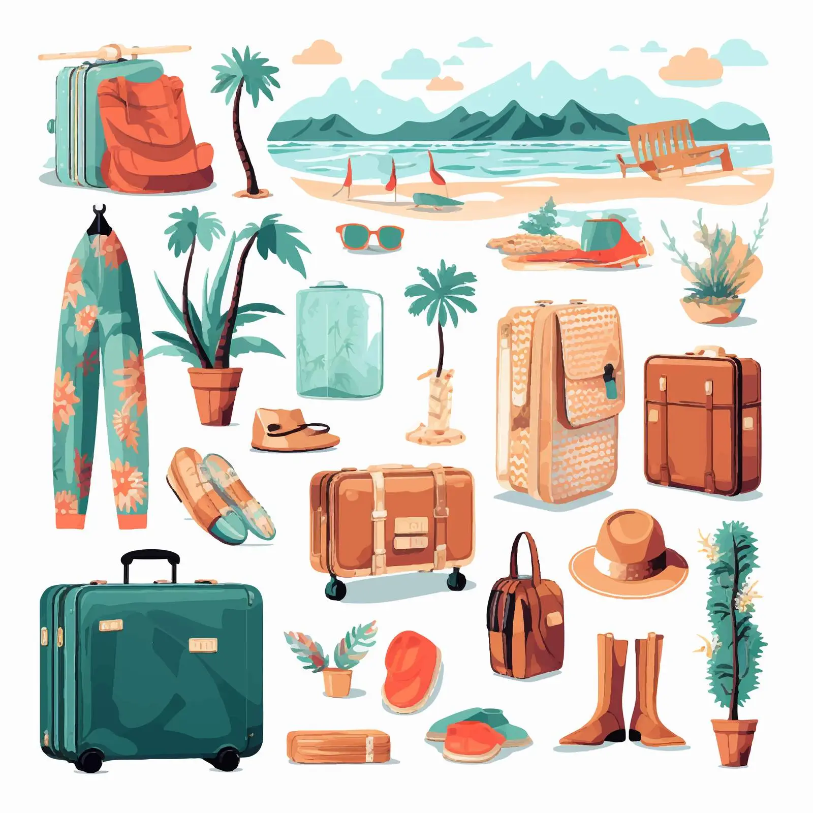 Summer Holiday Travel Vector Set with Air Tickets – free ticket image from Dotvec