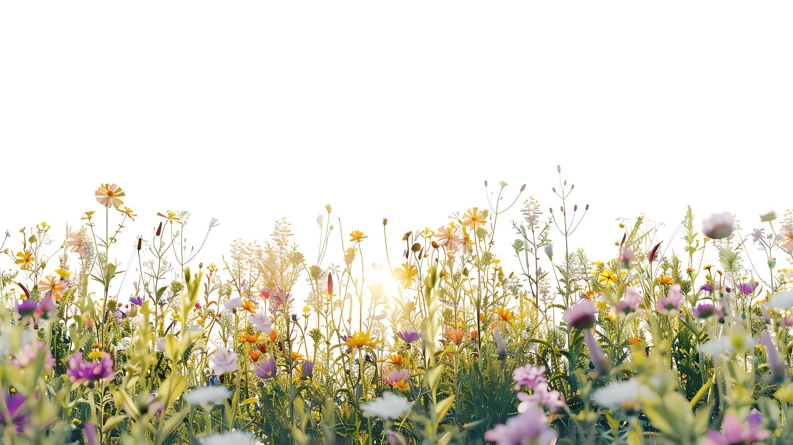 Tranquil Summer Morning Field Flowers Isolated — free download from Dotvec
