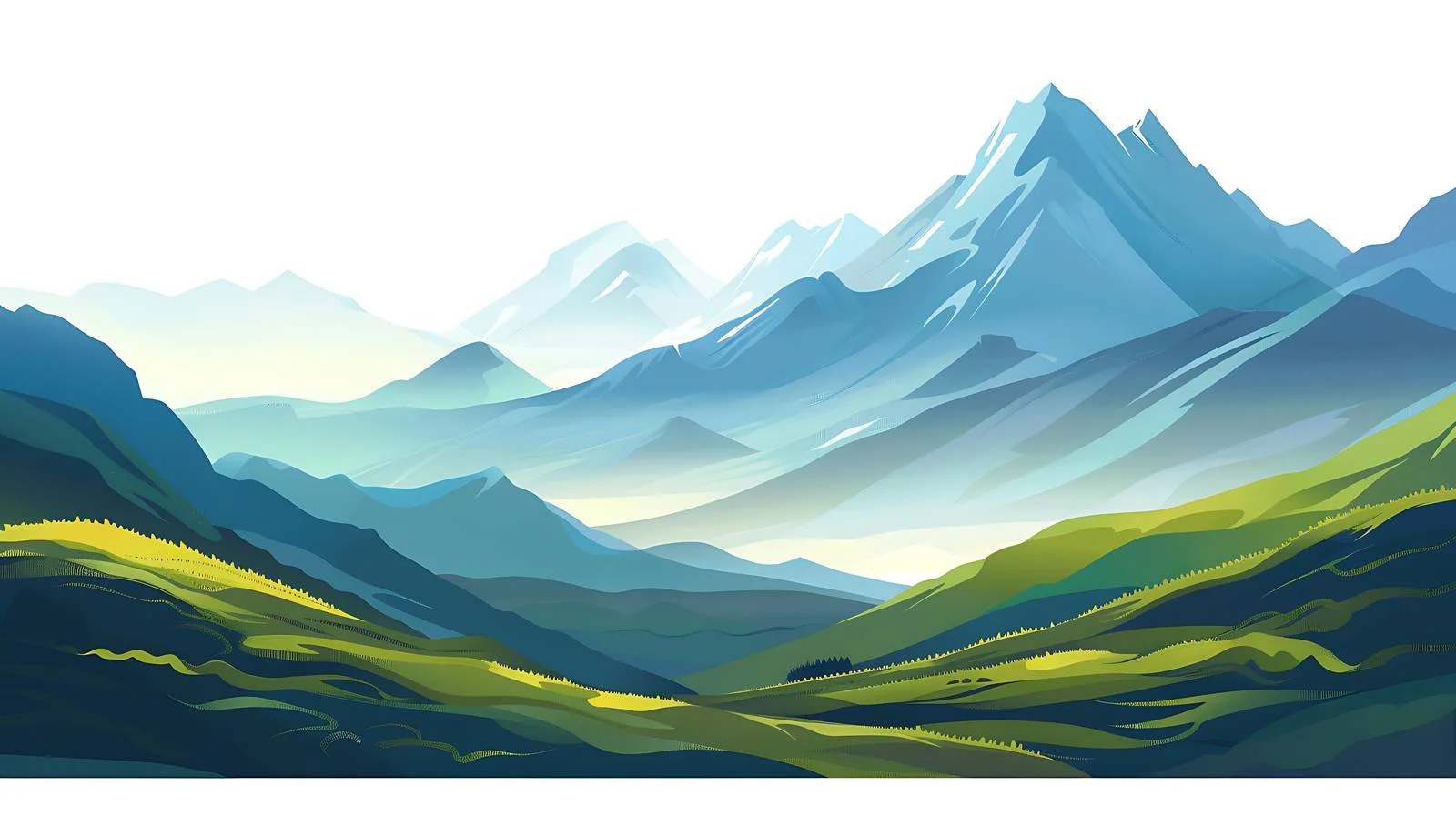 Majestic Summer Mountain Scenery on White — free download from Dotvec