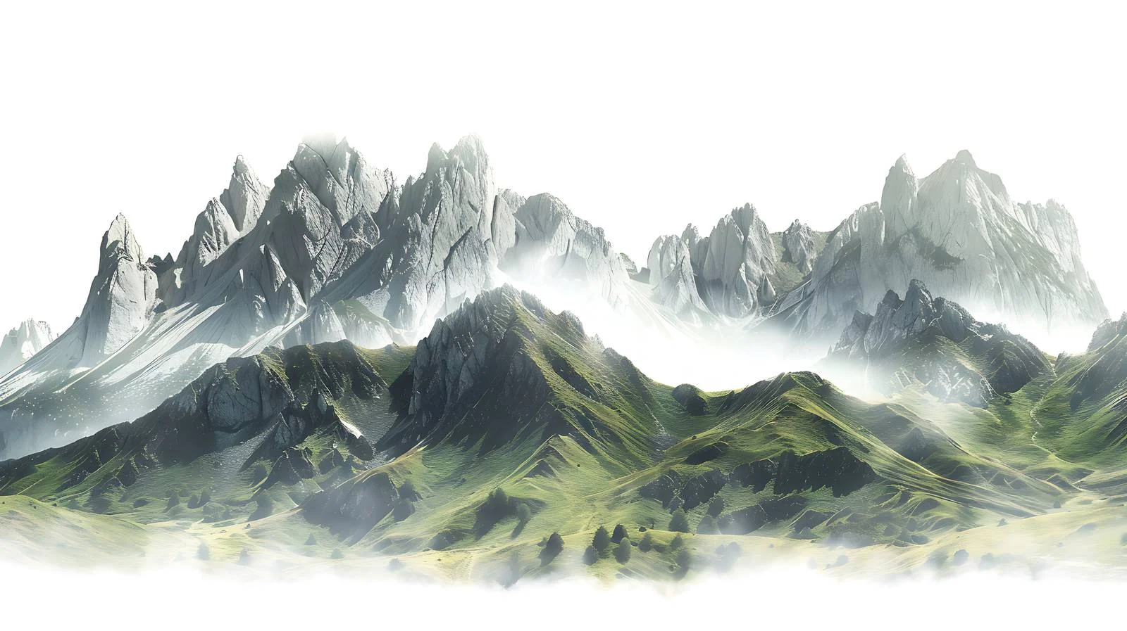 Serene Summer Mountain Landscape on White Background — free download from Dotvec