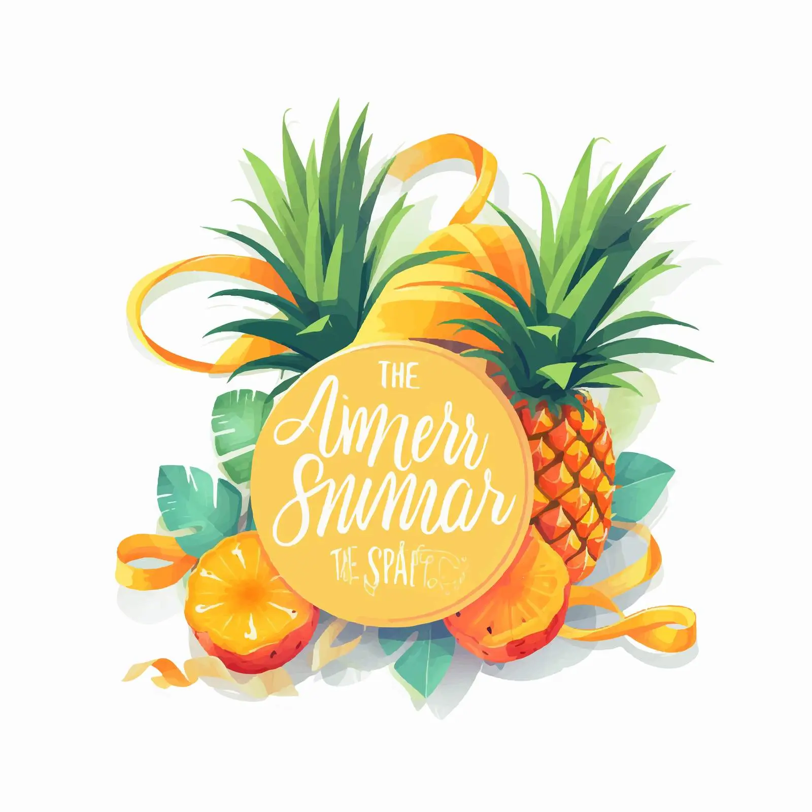 Summer Offer Lettering with Ribbons and Pineapple — free download from Dotvec
