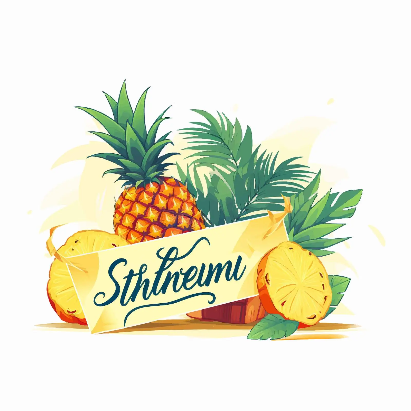 Summer Offer Lettering with Ribbons and Pineapple – free colorful ribbon image from Dotvec