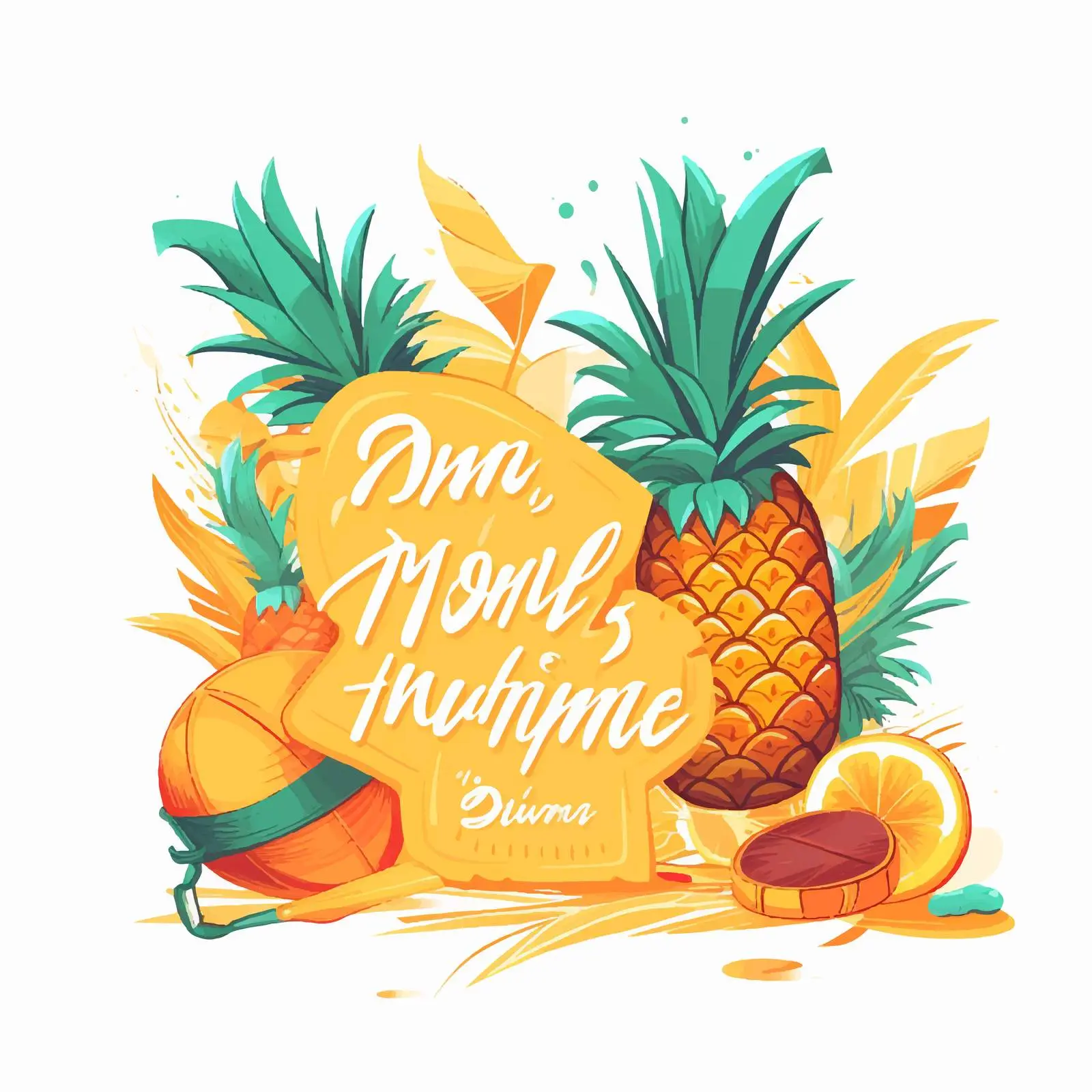 Summer Offer Lettering with Ribbons and Pineapple — free download from Dotvec
