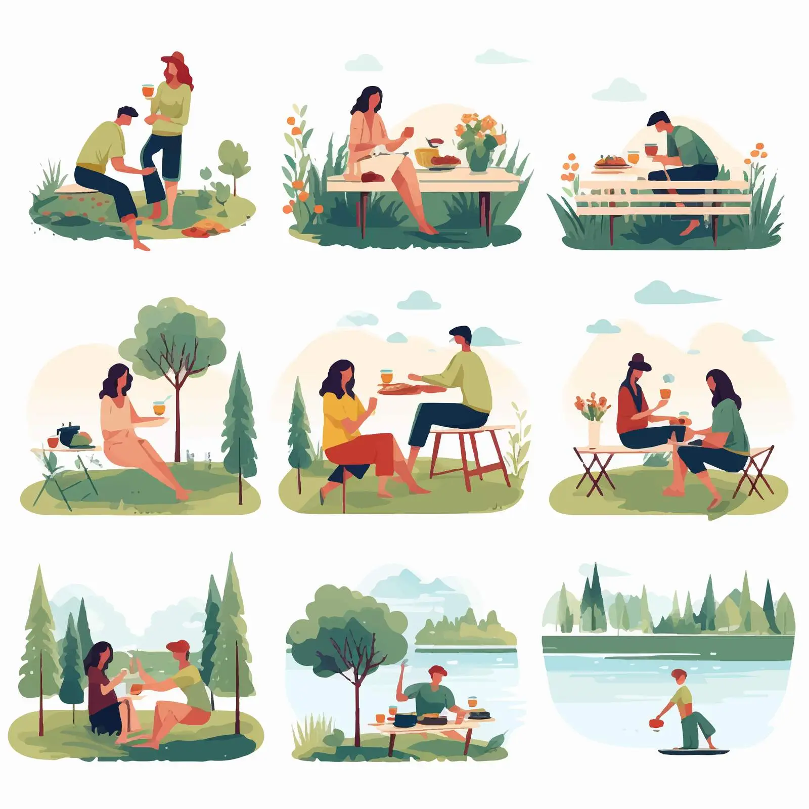 Summer Picnics at Garden Table on Pier — free download from Dotvec