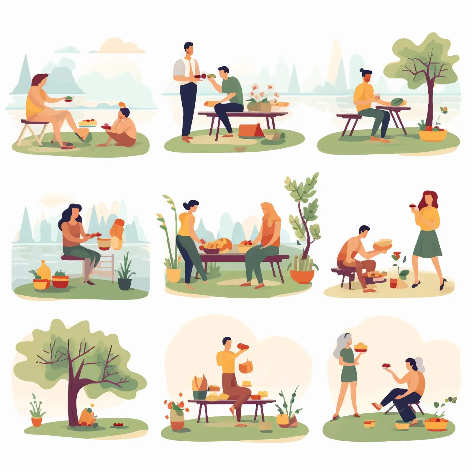 People Enjoying Summer Picnics at Garden Table — free download from Dotvec