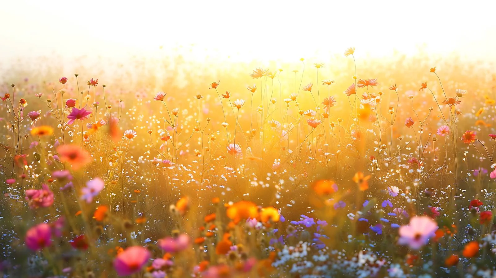 Serene Summer Sunrise Over Wild Blossoms — free download from Dotvec