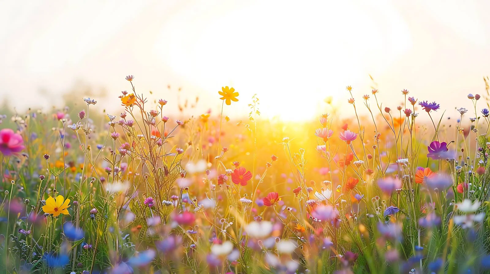 Serene Summer Sunrise Over Wildflowers Field — free download from Dotvec