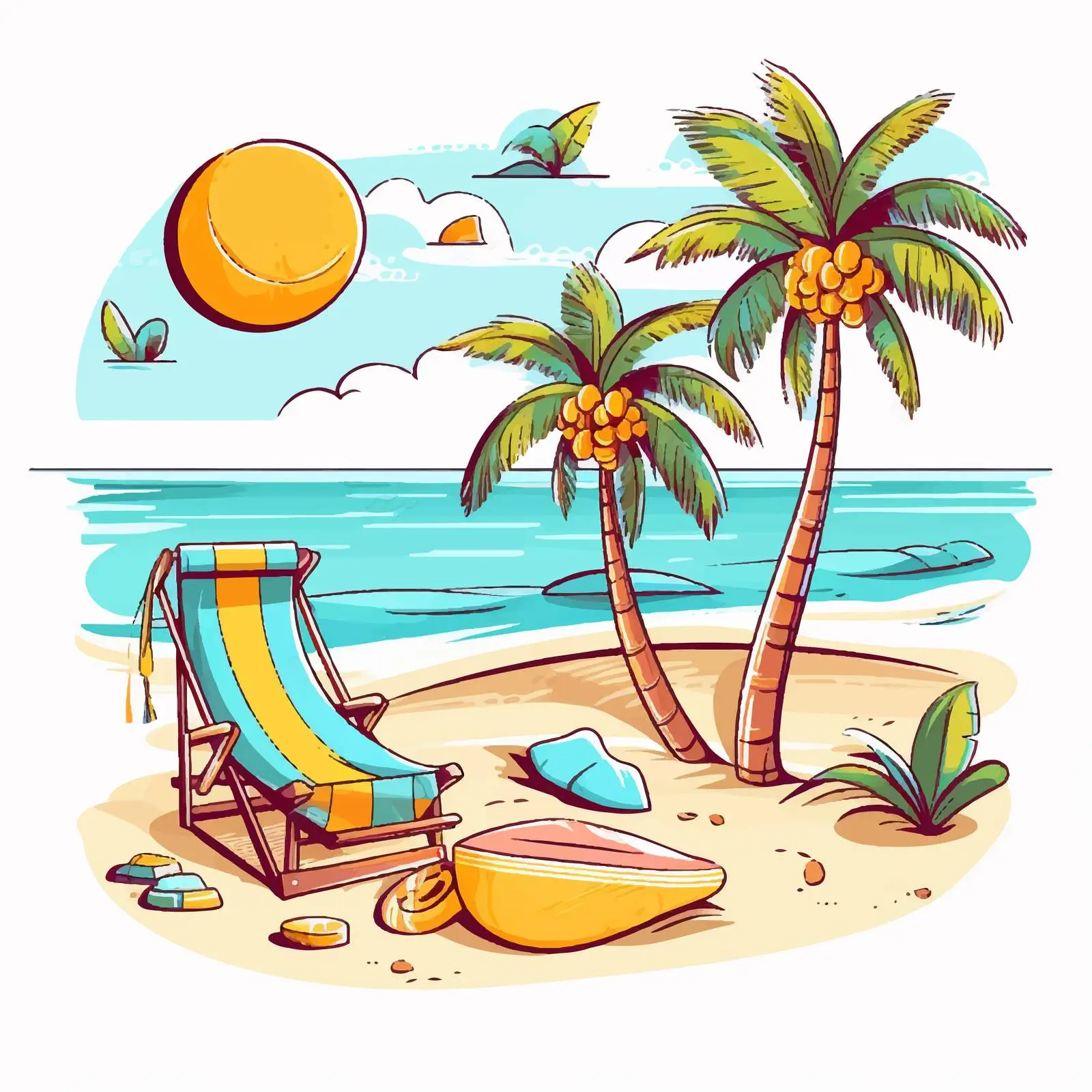 Summer Beach Objects Vector Illustration — free download from Dotvec