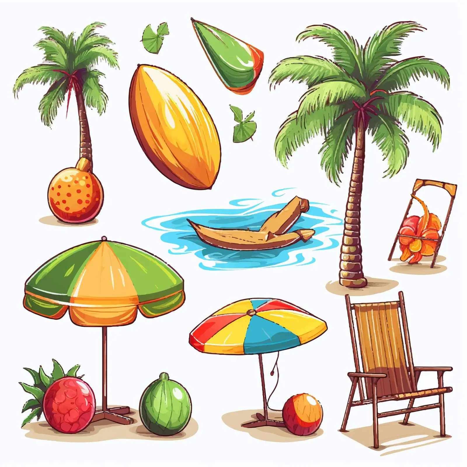Beach Objects Summer Theme Vector Illustration — free download from Dotvec