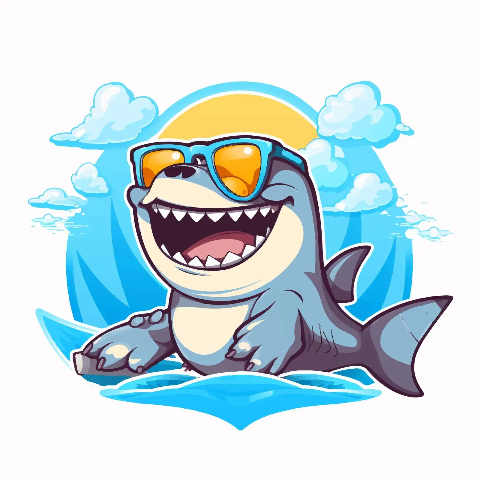Summer Shark Cartoon Character Vector Illustration — free download from Dotvec