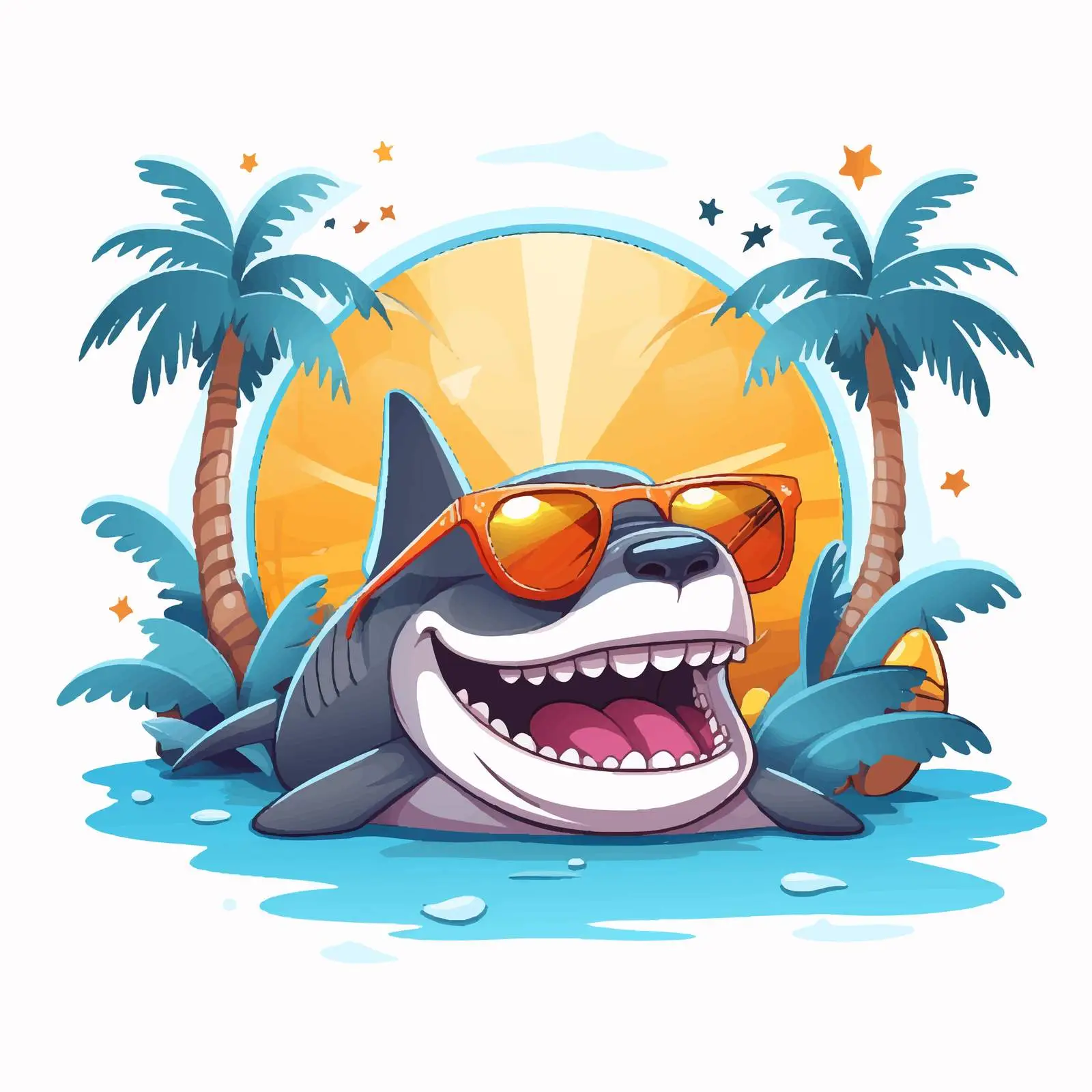 Cartoon Shark Summer Icon Illustration — free download from Dotvec