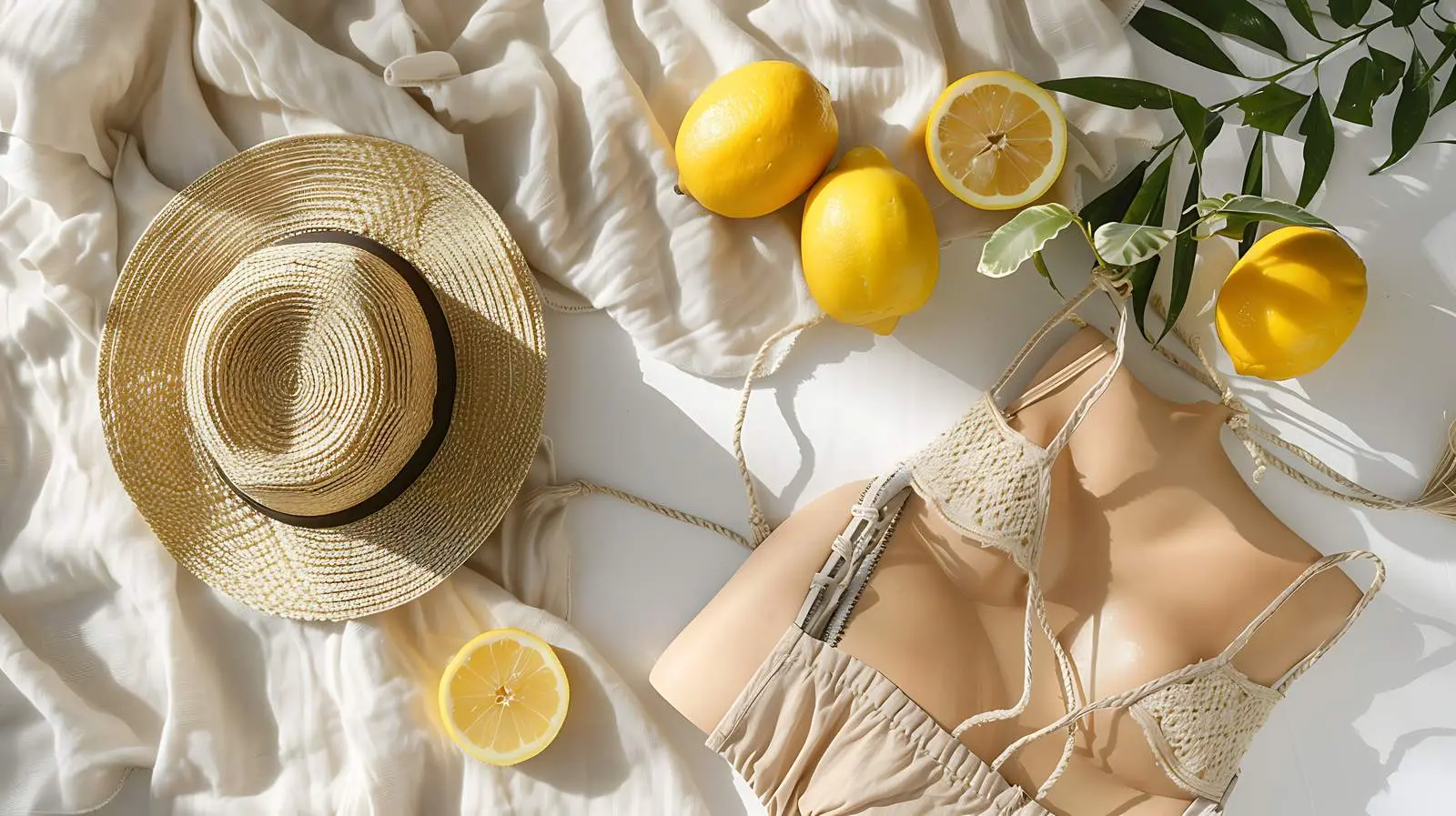 Stylish Summer Travel Women's Swimsuit Composition — free download from Dotvec