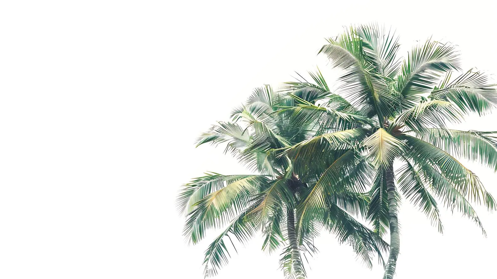 Tropical Green Coconut Palm Trees on White Background — free download from Dotvec
