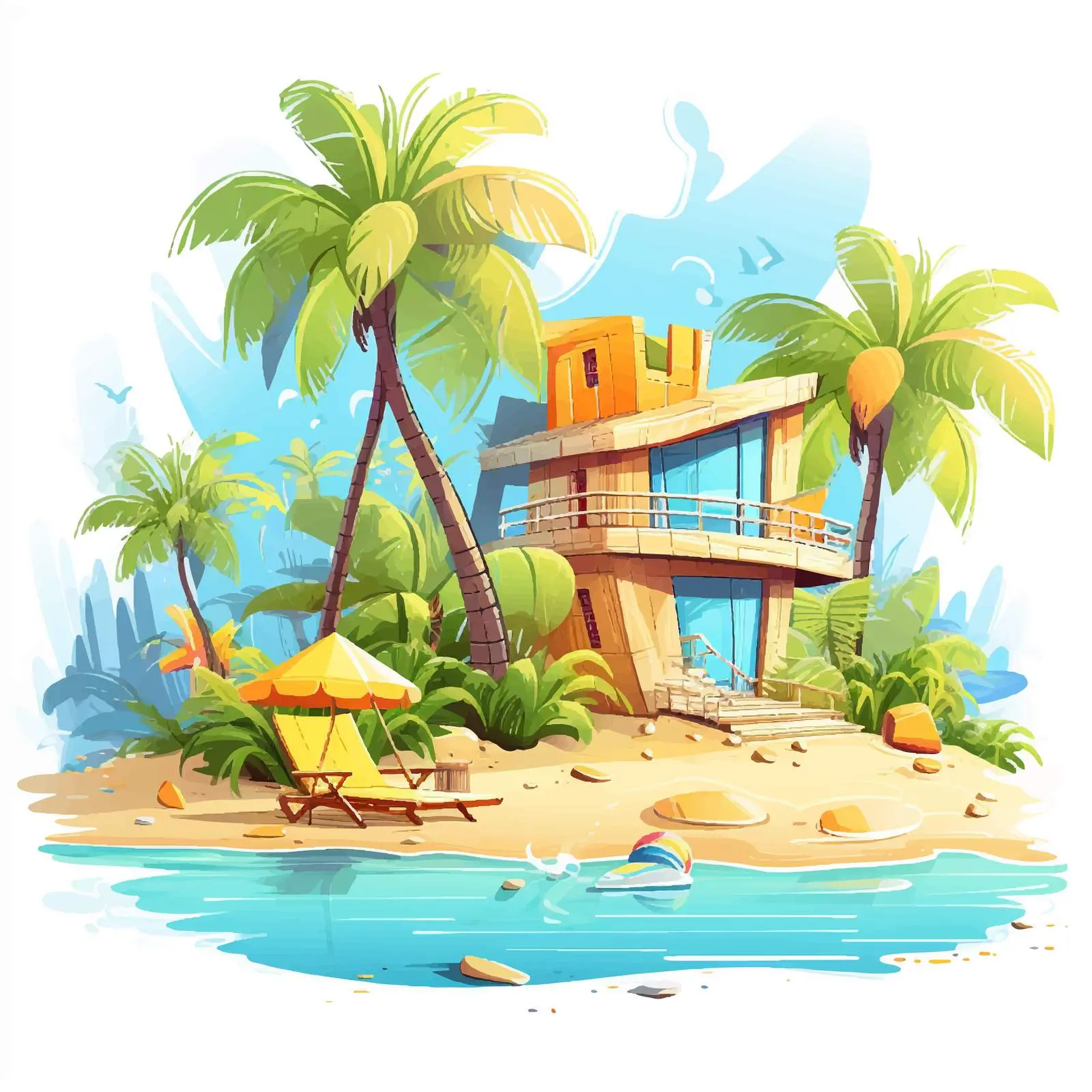 Summer Vacation Cartoon Vector Illustration — free download from Dotvec