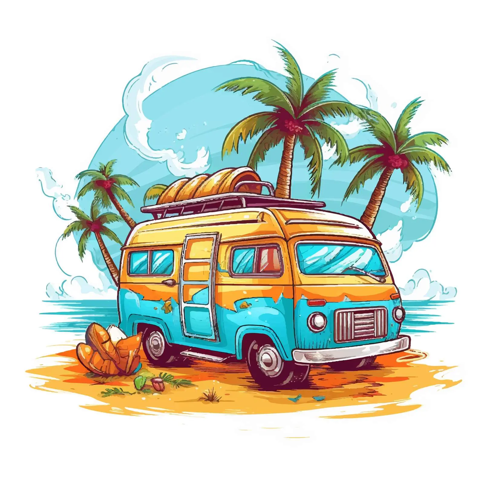 Cartoon Summer Vacation Vector Illustration — free download from Dotvec