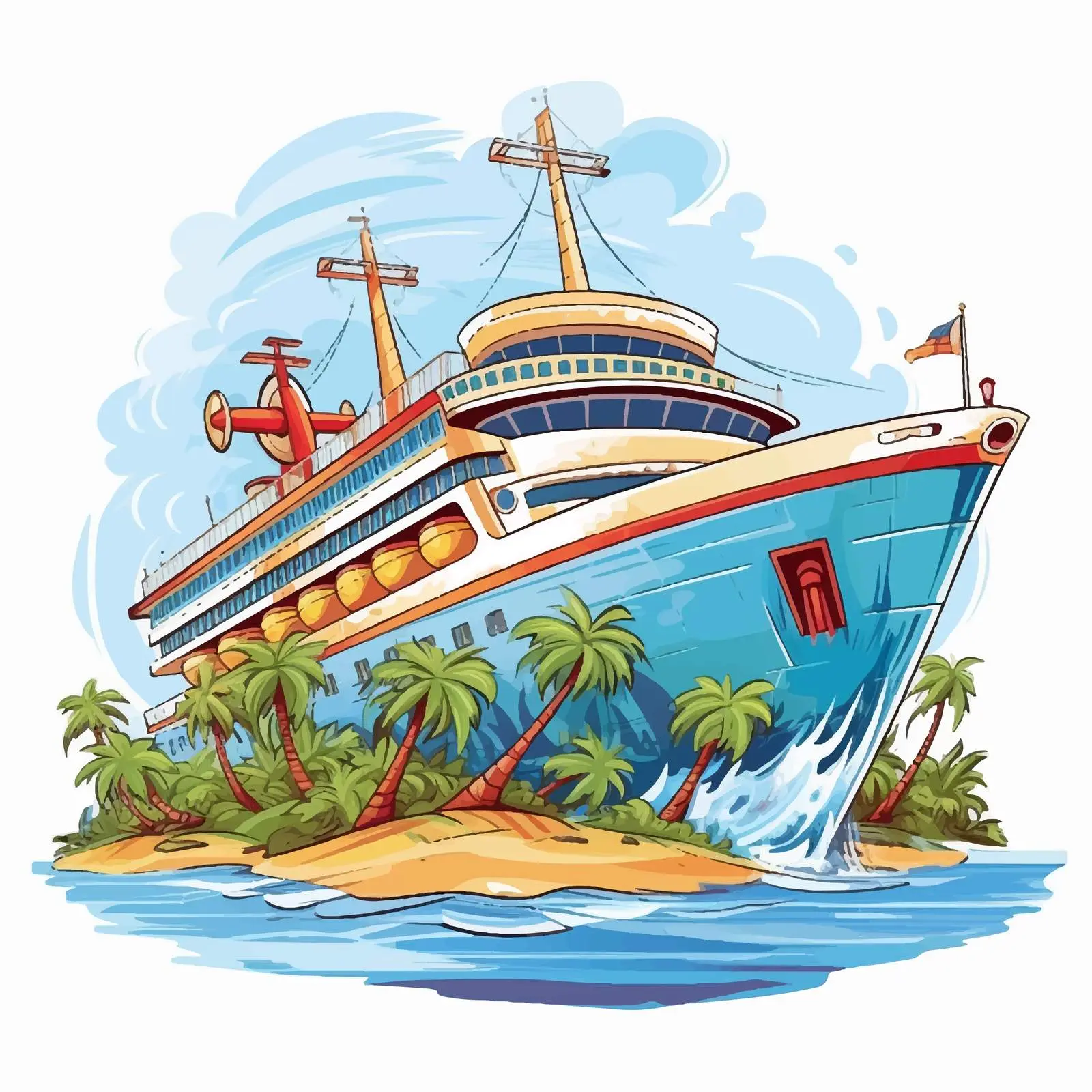 Summer Vacation Cruise Ship Vector Illustration — free download from Dotvec