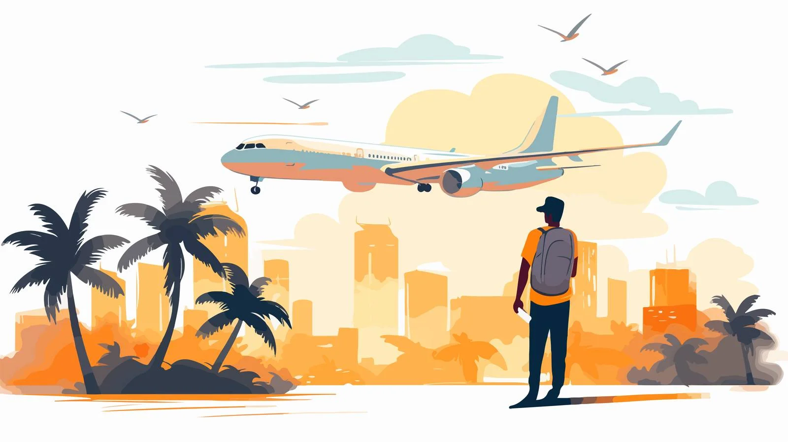 Airplane Travel Scenes for Summer Vacation — free download from Dotvec