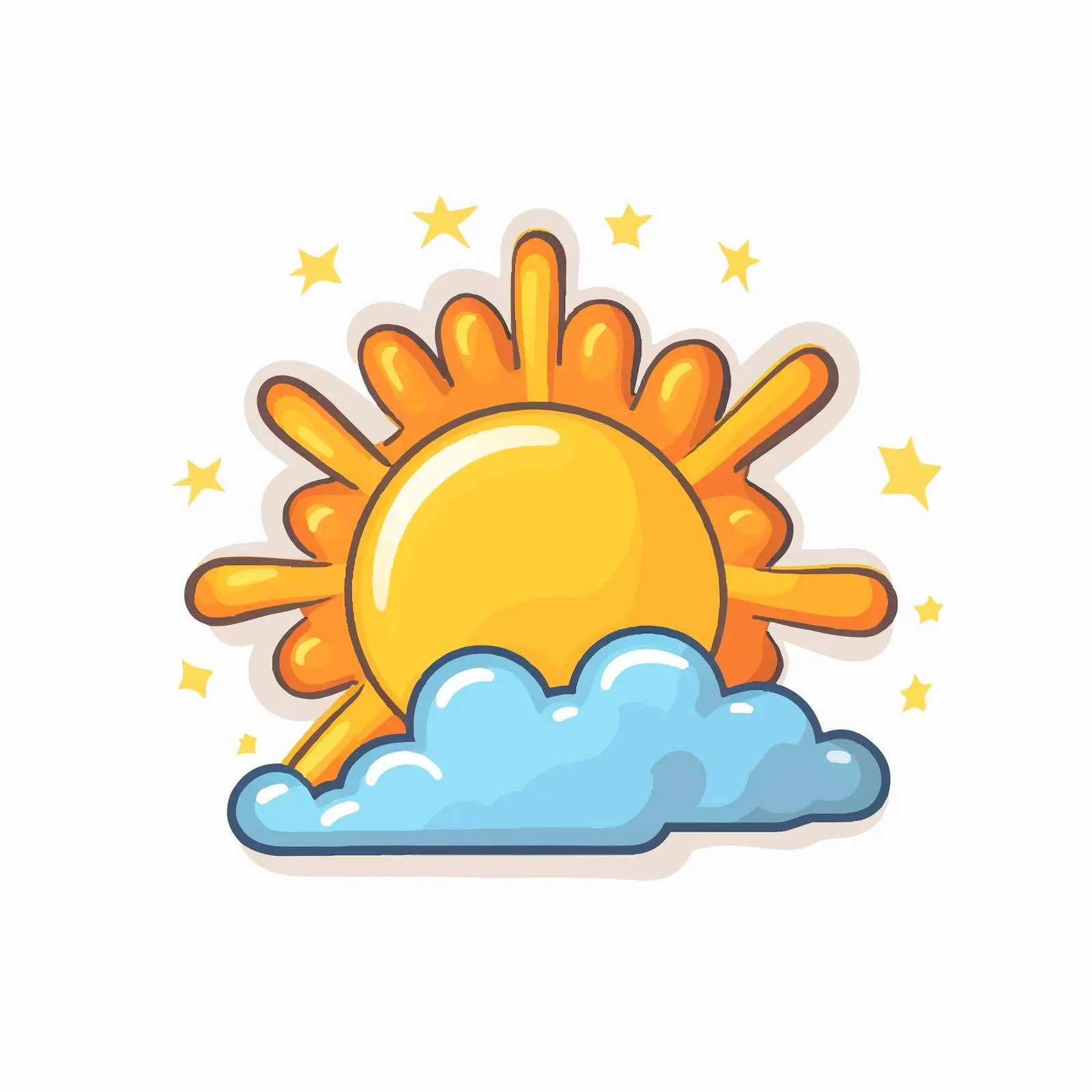 Cartoon Sun and Clouds Vector Illustration — free download from Dotvec