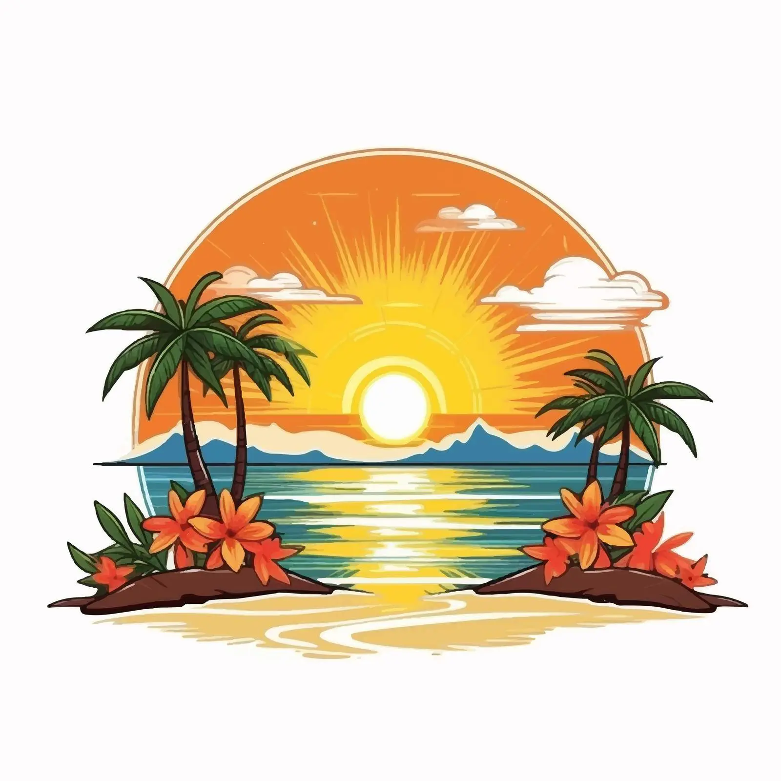 Sunny Summer Vector Illustration in Cartoon Style — free download from Dotvec