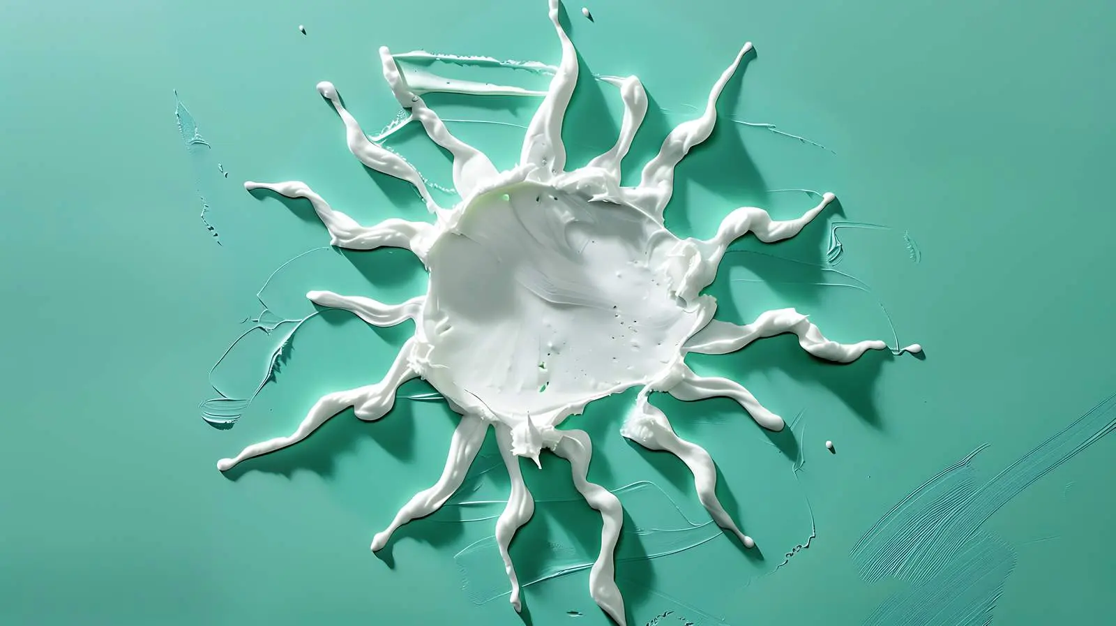 White Cream Sun Symbol on Green Background – free textured art image from Dotvec