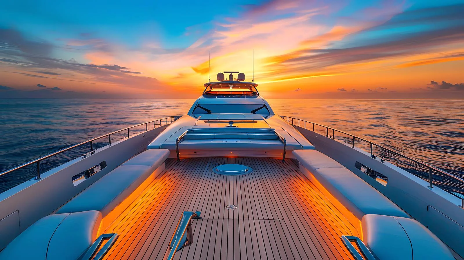 Luxury Motor Yacht Sundeck Twilight Isolated — free download from Dotvec