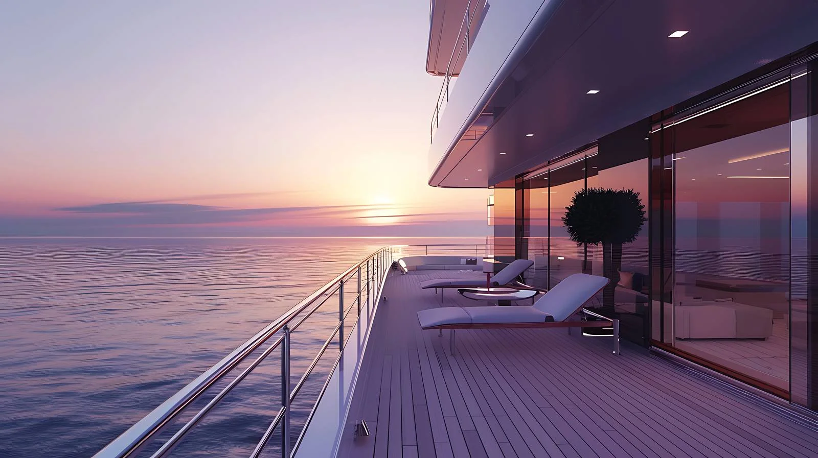 Luxury Yacht Sundeck Twilight View — free download from Dotvec