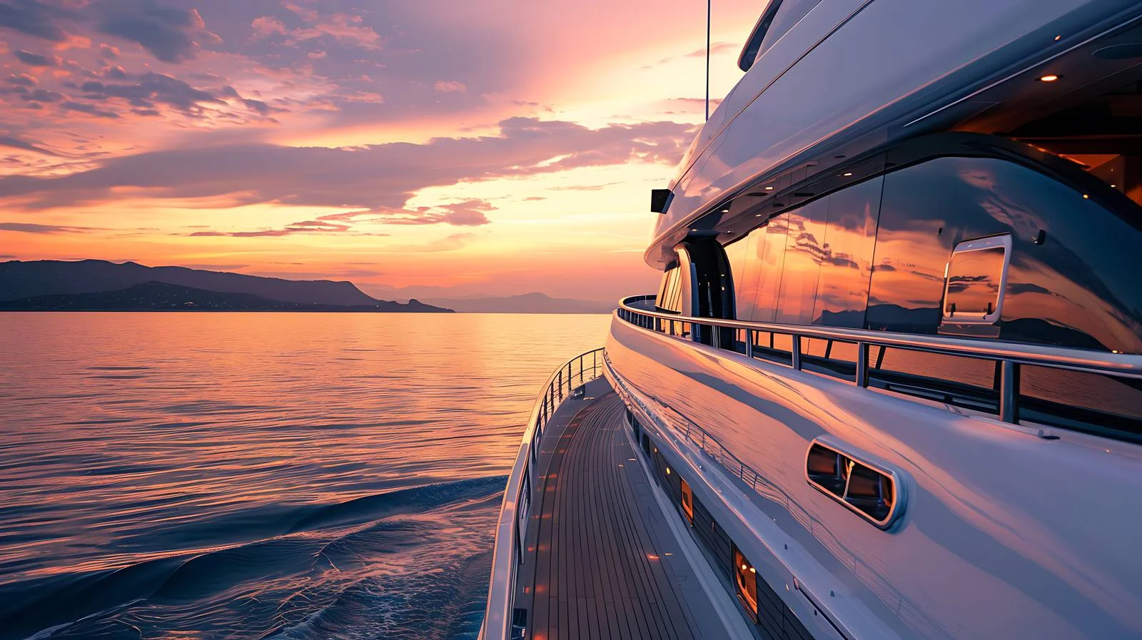 Luxury Yacht Sundeck Twilight Isolation View — free download from Dotvec